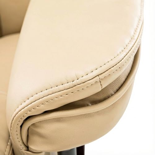 Swivel Recliner Chair with Ottoman Reclining Lounge Sofa Footrest, Set of 1 | 360°Sturdy Wood Base, Soft Faux Leather, Upholstered Ultra-Plush Foam, Modern Armchair, Living Room Bedroom Office Reading - color: Beige, size: Set of 1