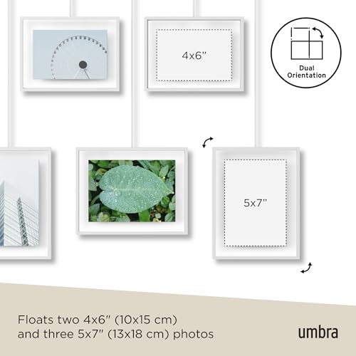 Umbra Exhibit Picture Frame Gallery Set Holds Five Photos, White - color: White, size: Set of 5, style: 5-Opening