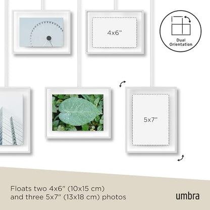 Umbra Exhibit Picture Frame Gallery Set Holds Five Photos, White - color: White, size: Set of 5, style: 5-Opening