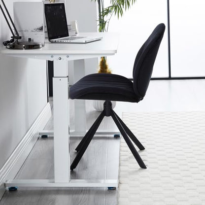 Velvet Swivel Office Chair No Wheels, Small Comfy Mid Century Armless Desk Chair, Cute Swivel Vanity Chair No Wheels for Small Spaces, Bedroom,Living Room,Home Office, Black - color: Black-velvet