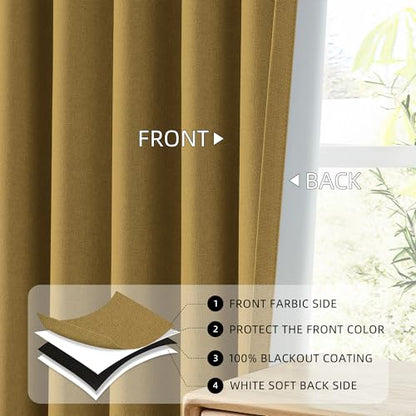 ChrisDowa Golden Brown Blackout Curtains 45 Inches Long 2 Panels for Bedroom - color: Gold Brown, size: 52"W x 45"L (Pack of 2)