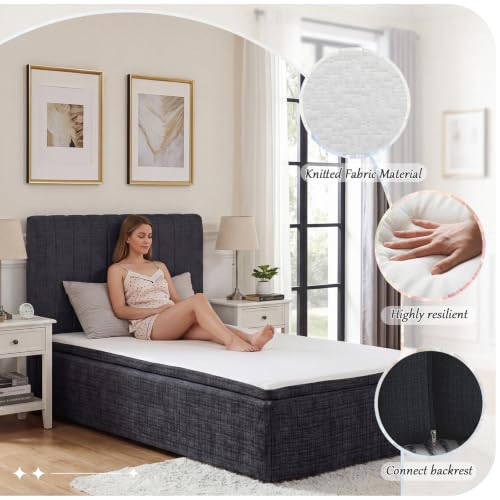 Full Compression Bed Boneless Bed Frame with Mattress and Headboard - color: Blue, size: Full