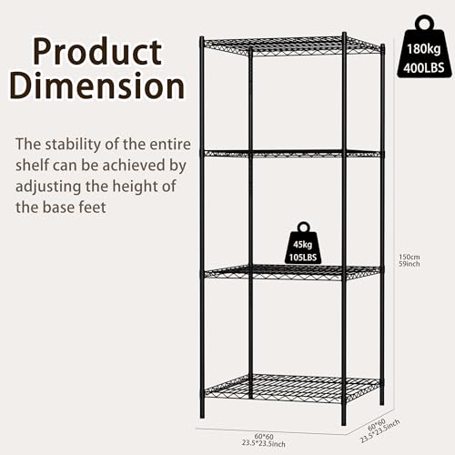 Wire Storage Standing Shelf Rack Tower, Corner Metal Shelving Unit with Adjustable Shelves, Space-Saving Organizer for Garage, Kitchen, Bathroom, 23.5 * 23.5 Inch - size: 4 Tier 23.5 Inch Width