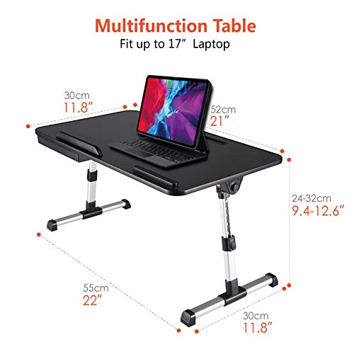 Lap Desk for Laptop,BUILDEC Adjustable Laptop Stand for Desk with Storage Drawer,Foldable Legs Standing Lap Table for Reading, Eating, Working, Writing, Gaming and Drawing in Bed Sofa Couch Floor