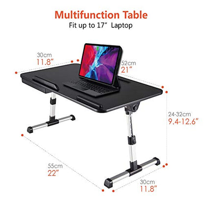 Lap Desk for Laptop,BUILDEC Adjustable Laptop Stand for Desk with Storage Drawer,Foldable Legs Standing Lap Table for Reading, Eating, Working, Writing, Gaming and Drawing in Bed Sofa Couch Floor