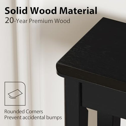 AQIMUELE Wood Console Table with Drawers, Mid Century Modern Console Table Black for Entryway, Living Room, Hall Way. - color: Black