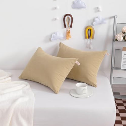 NTBAY Toddler Pillows, Set of 2, 13"x18", Light Taupe | Soft Microfiber Toddler Pillows with Down-Alternative Fill, 2 Pack 13 x 18 Inch Pillows for Beds, Daycare, and Travel - color: Light Taupe, size: 13"x18"