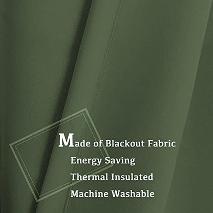 Turquoize Solid Blackout Drapes, Room Darkening, Themal Insulated, Grommet/Eyelet Top, Nursery/Living Room Curtains Each Panel 42" W x 63" L (Set of 2 Panels), Bronze Green - color: Bronze Green, size: 42"W x 63"L (Pack of 2)