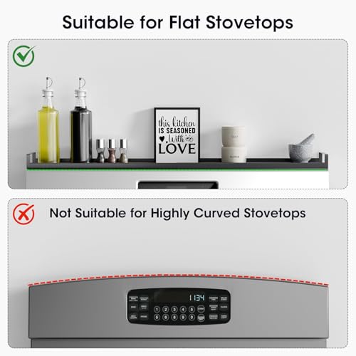 Bumusty 30" Adjustable Magnetic Stove Top Shelf, Matte Black | Expandable Spice Rack with Strong Magnetic Hold for Seasoning Storage and Kitchen Counter Organization - size: Magnetic