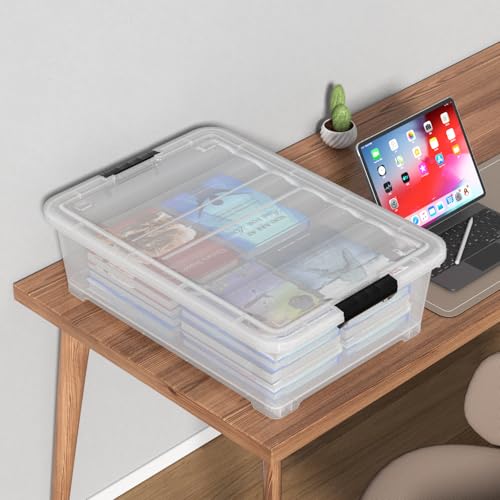 25 Quart Clear Under Bed Storage Container with Wheels, 4 Packs | Stackable Plastic Underbed Bin with Lid - size: 25 Quart