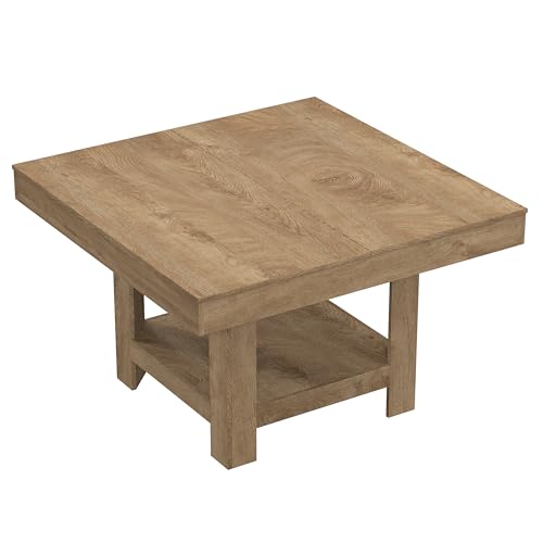 GarveeHome Square Dining Room Table for 4-6 People, Heavy Duty 350Lbs Kitchen Table with 2-Tier Storage, Waterproof Wooden Dinner Table with Sturdy Triangle Legs, Annual Ring Texture. - color: New Wood