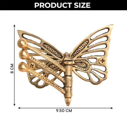 Indian Shelf Brass Butterfly Swivel Wall Hook, Foldable Tri-Arm Gold Hanger - style: Butterfly