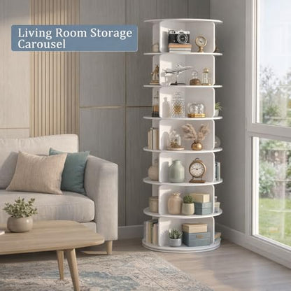 Cushore Rotating Shoe Rack Tower, Spinning Shoe Display Lazy Susan, Revolving 360 Shoe Storage Round Carousel, Shoe Purse Hat Organizer for Entryway, Closet, Cabinet, White - size: 23.5Inch