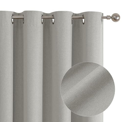 ChrisDowa Light Grey Blackout Curtains 102 Inches Long 2 Panels for Bedroom | Room Darkening,Light Blocking,Thermal Insulated,Faux Linen,Farmhouse,Grommet,Window Treatment,Drapes,Living Room,52x102 - color: Light Grey, size: 52"W x 102"L (Pack of 2)