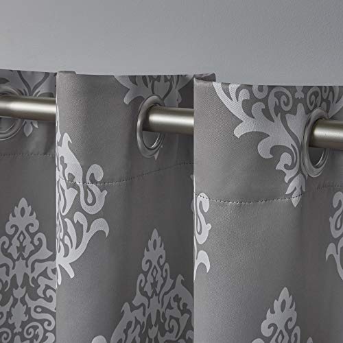 EXCLUSIVE HOME Medallion Room Darkening Blackout Grommet Top Curtain Panel Pair, 52"x63", Silver - color: Silver, size: 52"W x 63"L (Pack of 2)