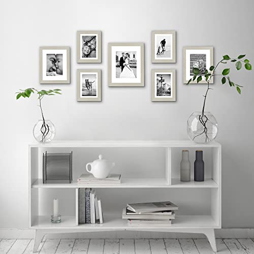 Americanflat Set of 7 Picture Frames with Shatter-Resistant Glass - Gallery Wall Frame Set with One 11x14, Two 8x10 and Four 5x7 Frames - Signature Collection - Light Wood | Includes one 11x14, two 8x10 and four 5x7, shatter-resistant glass, hanging hardw