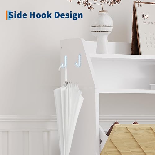 Garvee Shoe Cabinet with 3 Flip Drawers, Hidden Shoe Storage Cabinet with Shelf, Slim Wood Shoe Organizer for Hallway and Entryway, White