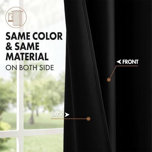 MIULEE Black Blackout Curtains for Bedroom Living Room 40"x63" Long 2 Panel | Thermal Insulated, Room Darkening Drapes, Rod Pocket, Noise Reduction, Light Blocking, Solid Window Treatments - color: Black, size: 40"W x 63"L (Pack of 2)