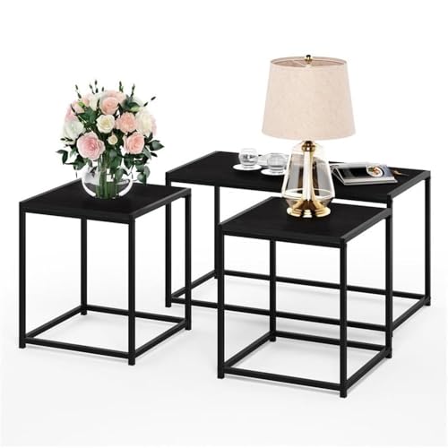 Furinno Camus Modern Living Room Coffee Table with 2 End Tables Set, Americano - color: Americano, size: 3-in-1 Set (1 Coffee + 2 End Tables)