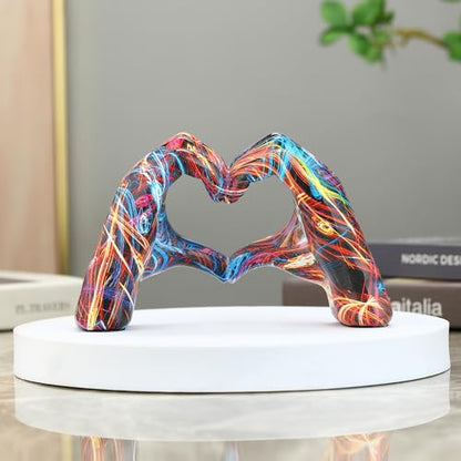 Heart Hands Sculpture Room Decor Hand Heart Statue Bracelet Holder Decorative Hand Art for Bedroom Living Room Bookshelf and Coffee Table