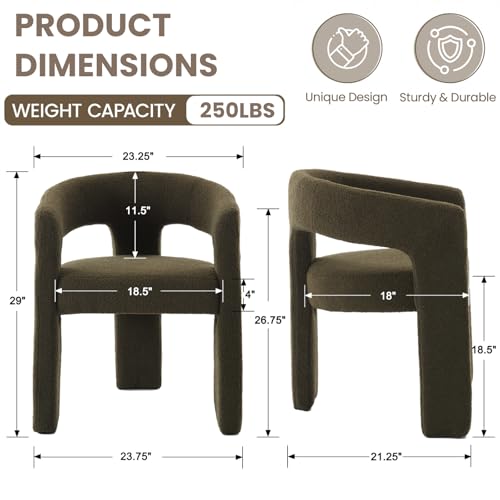 HNY Modern Sherpa Barrel Single Dining Chair, Green | Upholstered Accent Armchair With 18.20" Wide Seat No Assembly Required For Living Room Bedroom Vanity Small Spaces - color: Green Sherpa