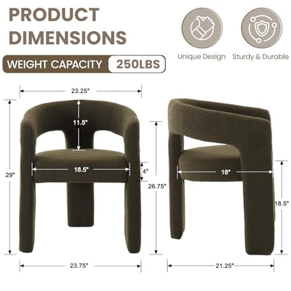 HNY Modern Sherpa Barrel Single Dining Chair, Green | Upholstered Accent Armchair With 18.20" Wide Seat No Assembly Required For Living Room Bedroom Vanity Small Spaces - color: Green Sherpa