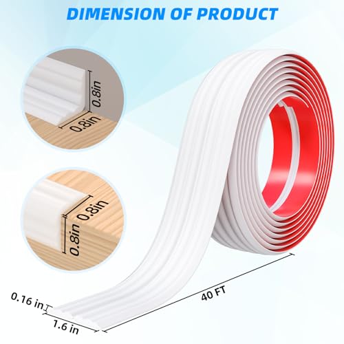 40FT Flexible Wall Corner Protector Moulding Trim, Peel and Stick Inside & Outside Wall Corner Guards Edge Protector,Self Adhesive Molding Trim Strip for Edge Ceiling - color: White, size: 1.6in x 40ft