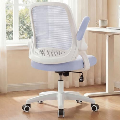 NEO CHAIR Office Desk Chair, Ergonomic Mesh with Flip-Up Armrests, Purple | Lumbar Support, Height Adjustment, 360° Swivel and Rolling Base, Space-Saving Design for Home Office, Vanity or Study - color: Purple