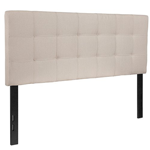 Quilted Tufted Upholstered Full Size Headboard in Beige Fabric - color: Beige, size: Full