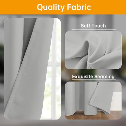 hoeflife Room Divider Curtains Blackout Floor to Ceiling Curtain with Hook Wall Mount Sliding Door Curtains Ceiling Mount Extra Wide Curtain Wall Divider for Room Separation(Light Grey,W100 x H96 in)