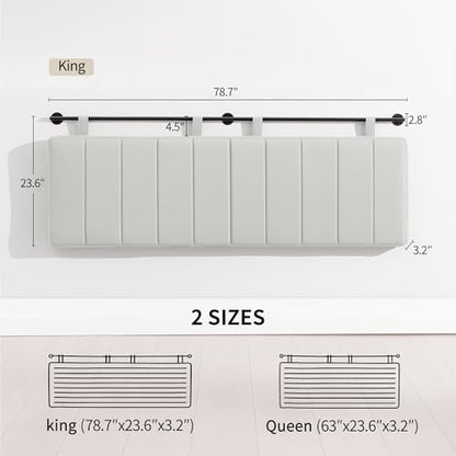 King Headboard Only, Wall Mounted Hanging Upholstered Bed Head Board | Modern Vertical Channel Design of Fine Linen, Elegant Light Yellow Fluted Headboard for Bedroom (Light Yellow, King Size ) - color: Linen/Light Yellow, size: King