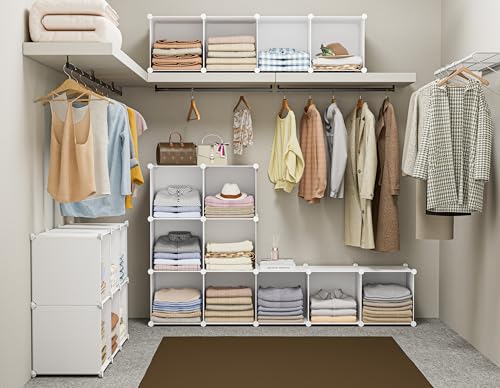HOMIDEC Closet Organizers and Storage, 9 Cube Storage Organizer, White | Portable Closet Organizer System, Storage Cubes Shelves, for Bedroom, Kids Room, Bathroom, Wardrobe, Clothes Rack - color: White, size: Large