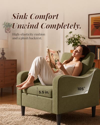 Accent Arm Chair – Olive Green, Upholstered Scooped Comfy Reading Chair for Living Room, Bedroom, Apartment, Waiting Room - color: Olive Green, size: 33.1"x29.53"x29.92"(2pcs)