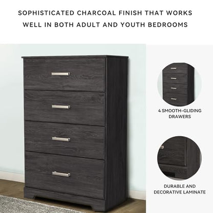 Signature Design by Ashley Belachime Casual 4 Drawer Chest with Easy Glide and Safety Stop, Gray - color: Black, style: Chest of Drawers