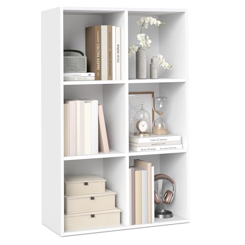 VASAGLE Bookcase Cube Shelf with 6 Compartments, 9.4 x 25.8 x 38.6 Inches | Bookshelf storage shelf, Cloud White, CUSTOS Collection, ULBC423W01 - color: Cloud White, size: 6 Cubes (9.4"D x 38.6"H), style: 1 Pack