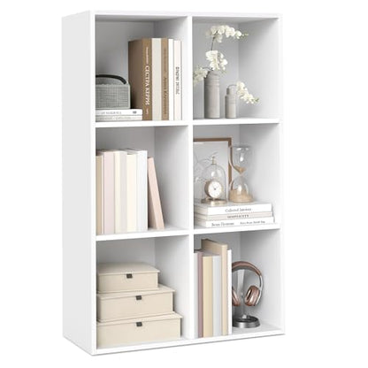 VASAGLE Bookcase Cube Shelf with 6 Compartments, 9.4 x 25.8 x 38.6 Inches | Bookshelf storage shelf, Cloud White, CUSTOS Collection, ULBC423W01 - color: Cloud White, size: 6 Cubes (9.4"D x 38.6"H), style: 1 Pack