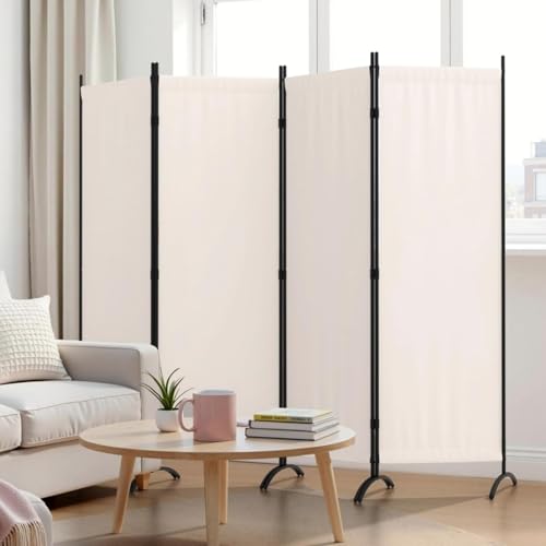 Room Divider 4 Panel Folding Screen Portable Wall with 5 Curved Metal Feet Partition Room Dividers，6FT Wall Divider for Office Divider, Bedroom，Dressing Room,White - color: White, size: 4 Panel Standard