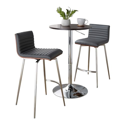LumiSource Mason Swivel Adjustable Counter Height Dining 3 Piece Set, Pub Table and Stools, High Top Table Set for 2, Counter Table and Chairs Set of 2, Kitchen & Dining Room Sets (Grey) - color: Grey