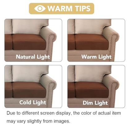 H.VERSAILTEX Super Stretch Individual Seat Cushion Covers Sofa Covers Couch Cushion Covers Slipcover Sets Thick Jacquard Textured Twill Fabric (1 Piece Chair Cushion Cover, Caramel) - color: Caramel, size: 1 Cushion Chair