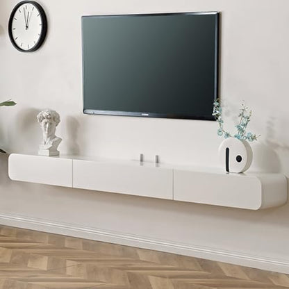 Solid Wood Floating TV Stand Wall Mounted, White, 47.2" Wall Mounted Entertainment Center Console, Hanging tv Media Shelf for Living Room, Bedroom (DSGWHITE-B, 47.2IN) - color: Dsgwhite-b, size: 47.2IN