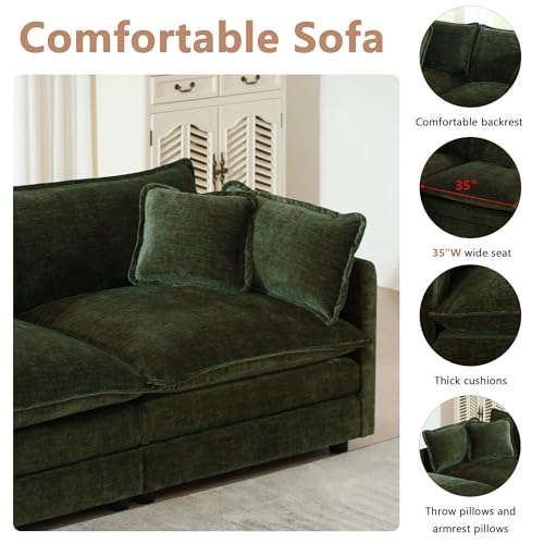 Luxury Oversized 3 Piece Sofa Set, 2 Pieces of 2 Seater and 1 Piece of 3 Seater Sofa, Modern Chenille Comfy Cloud Couches Set with 13 Pillow for Living Room Office, Evergreen - color: Evergreen, size: 3+2+2