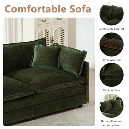 Luxury Oversized 3 Piece Sofa Set, 2 Pieces of 2 Seater and 1 Piece of 3 Seater Sofa, Modern Chenille Comfy Cloud Couches Set with 13 Pillow for Living Room Office, Evergreen - color: Evergreen, size: 3+2+2