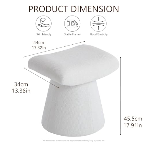 Modern Ottoman with Soft Padded Seat, Multifunctional Vanity Stool, Upholstered Footrest Stool for Living Room and Bedroom - color: White