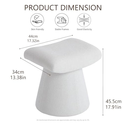 Modern Ottoman with Soft Padded Seat, Multifunctional Vanity Stool, Upholstered Footrest Stool for Living Room and Bedroom - color: White