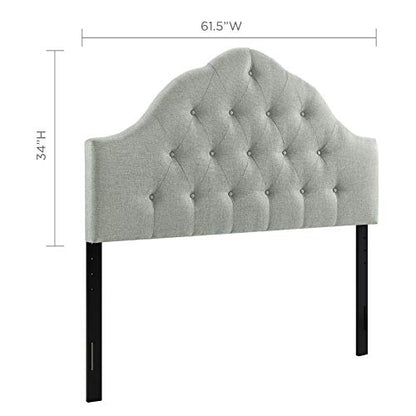 Modway Sovereign Tufted Button Linen Fabric Upholstered Queen Headboard in Gray - color: Gray, size: Queen
