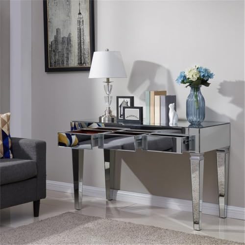 SEI FURNITURE Darien Mirrored Desk, Silver
