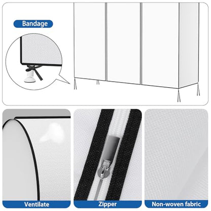 Zilink Garment Rack Cover Large Cothing Rack with Cover 72 in, White | Dustproof, Breathable, 2 Durable Zippers, Clothes Rack Cover Garment Bags Protector for Garment Rack (Rack Not Included) - size: 72"L x 20"W x 60"H - White