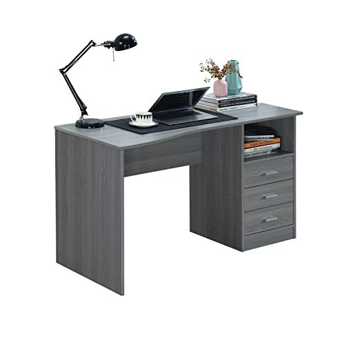 Techni Mobili 51 Inch Classic Computer Desk w/Drawers & Storage, Grey | 51 Inch classic desk with 3 drawers, spacious storage, sturdy frame, and functional home office workstation for modern setups - color: Grey