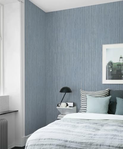 Toduso Light Blue Grasscloth Peel and Stick Wallpaper Modern Texture Contact Paper Bathroom Self Adhesive Wallpaper Removable Waterproof Wall Paper for Bedroom Cabinets Drawers Desk 17.3"x196.8" - color: Light Blue, size: 17.3" x 196.8"