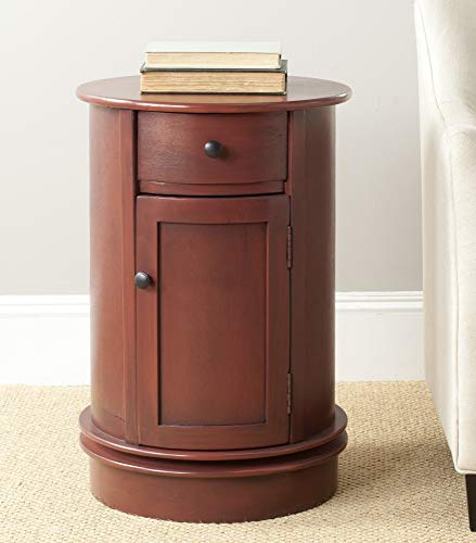 SAFAVIEH Furniture - Tabitha 1-Drawer Accent Table - Dark Cherry - Solid Wood - Farmhouse Storage Design - Ideal for Living Room, Entryway, 17.7"W x 17.7"D x 26"H - Fully Assembled (AMH5712D) - color: Dark Cherry